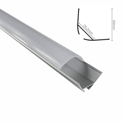 ALU Profil | Eck-Leiste | Schiene ECKE-30 für LED Streifen + runde Abdeckung
