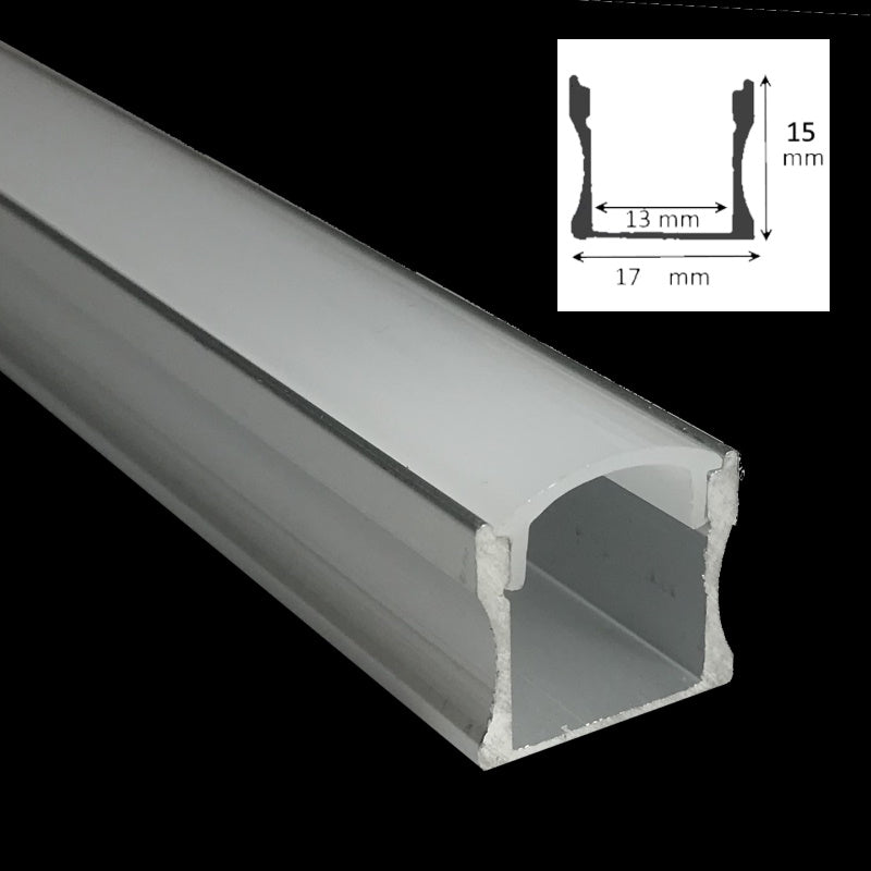 ALU Profil / Leiste AUFBAU-H silber für LED Streifen + Klick Abdeckung eloxiert