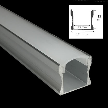 ALU Profil / Leiste AUFBAU-H silber für LED Streifen + Klick Abdeckung eloxiert