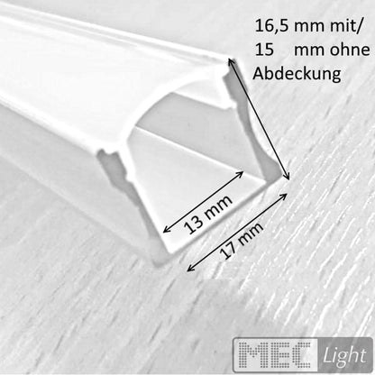 ALU Profil / Leiste AUFBAU-H silber für LED Streifen + Klick Abdeckung eloxiert