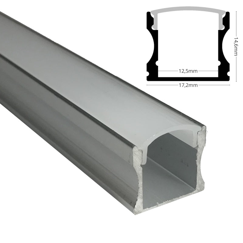 ALU Profil / Leiste AUFBAU-H silber für LED Streifen + Klick Abdeckung eloxiert