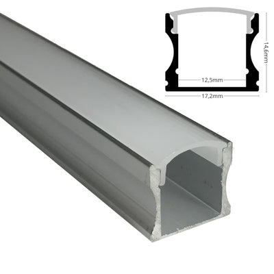 ALU Profil / Leiste AUFBAU-H silber für LED Streifen + Klick Abdeckung eloxiert