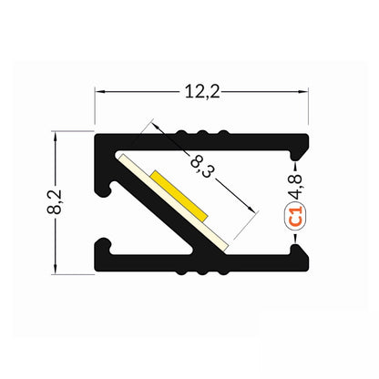 ALU Profil | Leiste | Schiene HI-8 für LED Streifen + Abdeckung Einbau Möbel