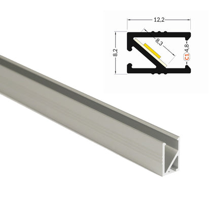 ALU Profil | Leiste | Schiene HI-8 für LED Streifen + Abdeckung Einbau Möbel