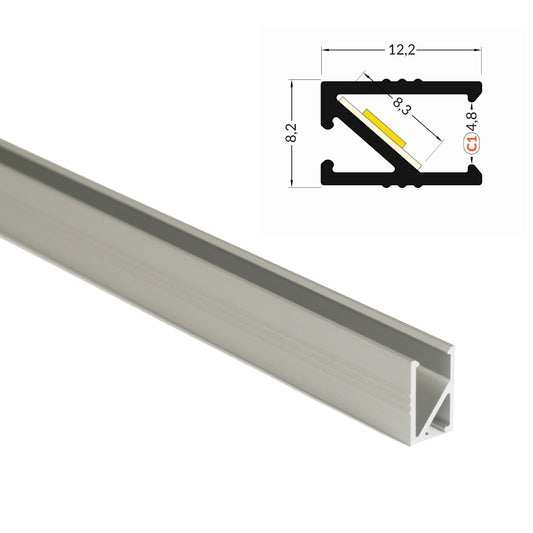 ALU Profil | Leiste | Schiene HI-8 für LED Streifen + Abdeckung Einbau Möbel