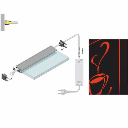 Glaskanten-Profil | Leiste Schiene MIKRO für Led Streifen in silber Aluminium