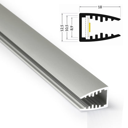 Glaskanten-Profil | Leiste Schiene MIKRO für Led Streifen in silber Aluminium