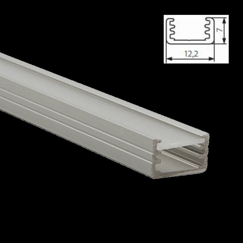 ALU Profil | Leiste | Schiene SLIM-8 für Led Streifen +Abdeckung AUFBAU silber