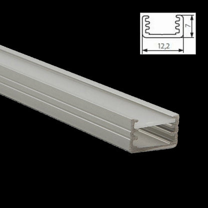 ALU Profil | Leiste | Schiene SLIM-8 für Led Streifen +Abdeckung AUFBAU silber