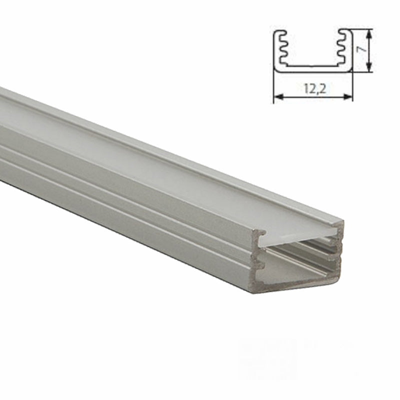 ALU Profil | Leiste | Schiene SLIM-8 für Led Streifen +Abdeckung AUFBAU silber