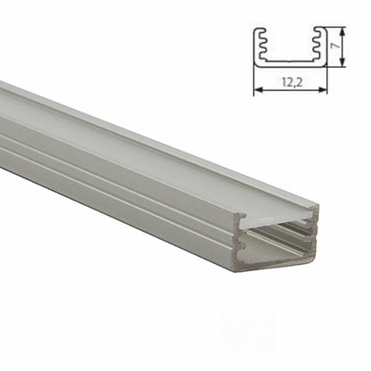ALU Profil | Leiste | Schiene SLIM-8 für Led Streifen +Abdeckung AUFBAU silber
