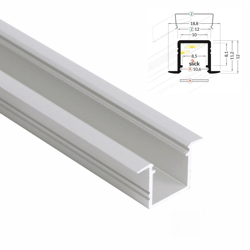 ALU Profil | Leiste | Schiene SMART-IN-10 für Led Streifen + Abdeckung Einbau