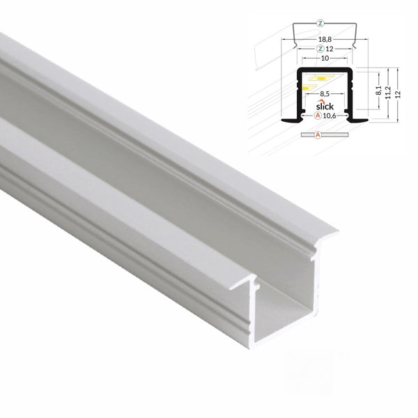 ALU Profil | Leiste | Schiene SMART-IN-10 für Led Streifen + Abdeckung Einbau