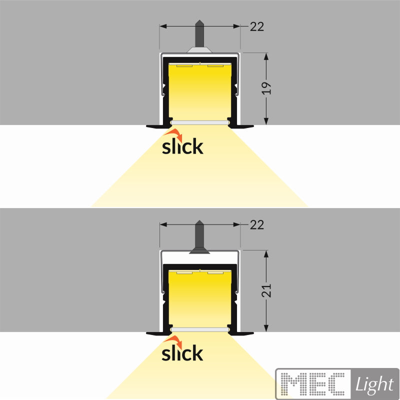 ALU Profil | Leiste | Schiene SMART-IN-16 für Led Streifen + Abdeckung Einbau