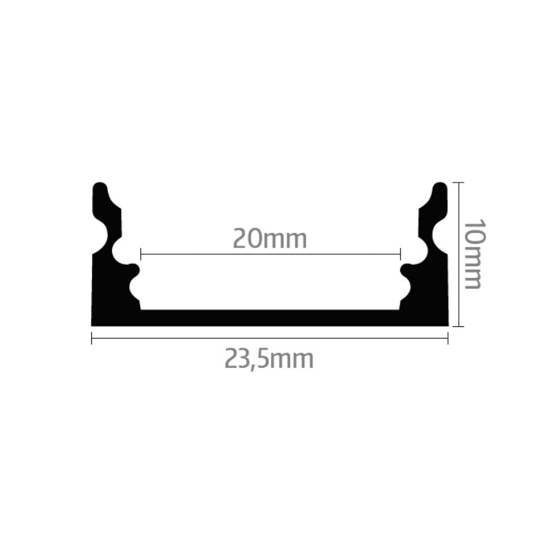 ALU Profil | Leiste | Schiene WIDE-20 schwarz für Led Streifen + Klick Abdeckung