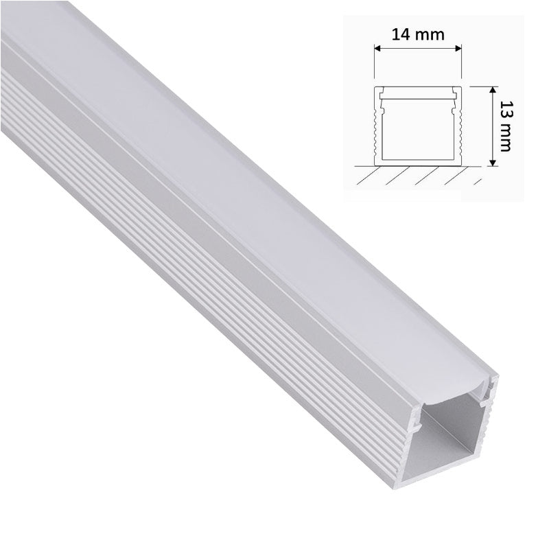 ALU Profil/Schiene/Leiste LINE (14 x 13mm) Silber für LED Streifen + Abdeckung