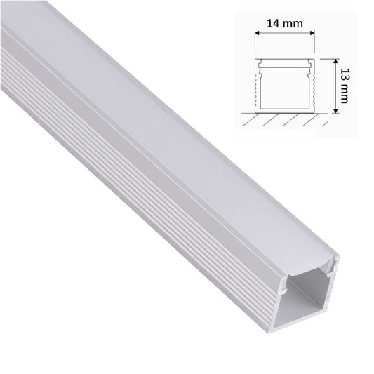 ALU Profil/Schiene/Leiste LINE (14 x 13mm) Silber für LED Streifen + Abdeckung