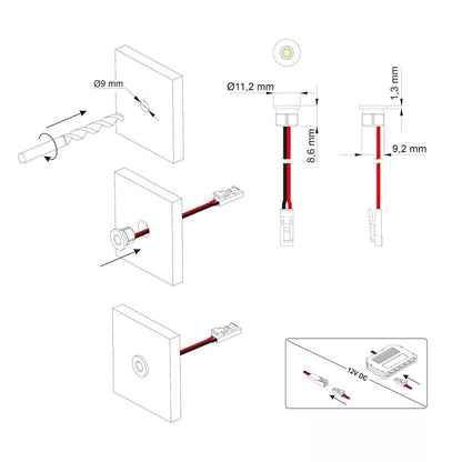 LED Punktleuchte 12V 0,6W 20Lm Möbelleuchte Lichtpunkt Metall Einbaustrahler