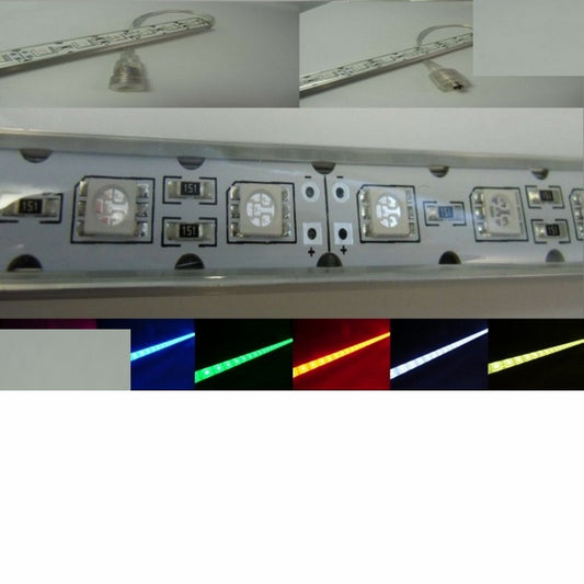 1m LED Leiste 60xSMD LEDs RGB 12V DC wasserfest IP64 + Halter