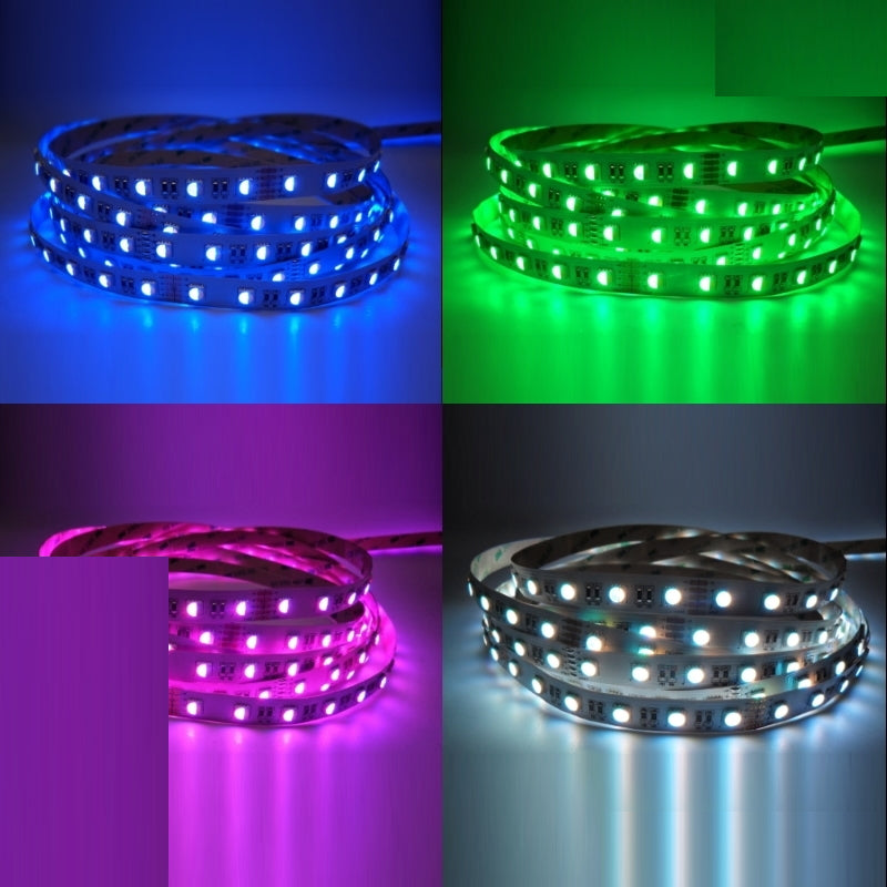 1m biegsamer RGBW / RGB+3000K Streifen 24V 15W 800Lm S-Form 48x 4Chip SMD/m IP66