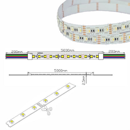 1m biegsamer RGBW / RGB+3000K Streifen 24V 15W 800Lm S-Form 48x 4Chip SMD/m IP66