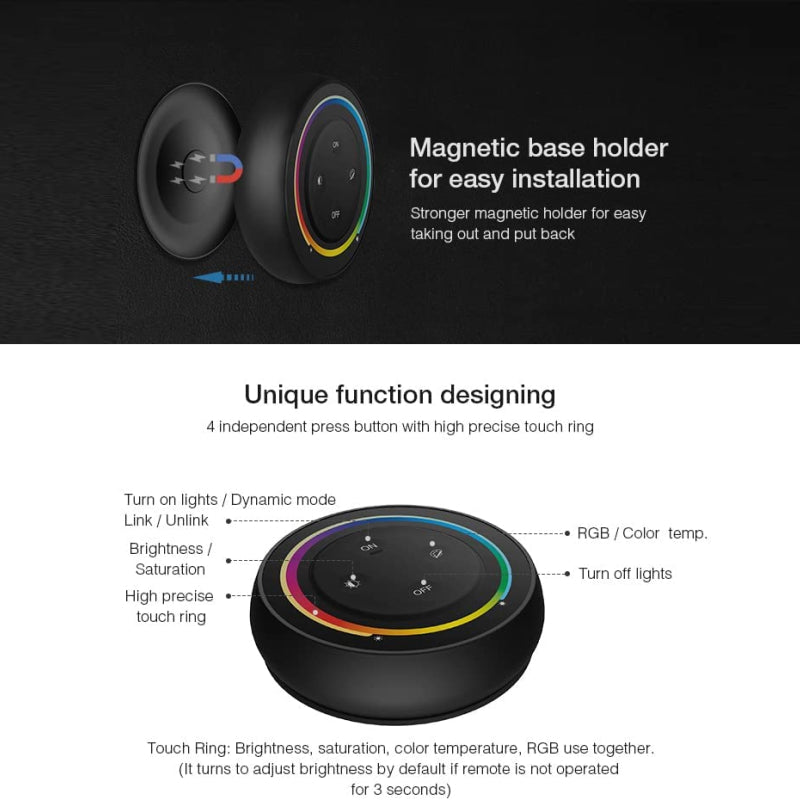 3in1 Fernbedienung rund Wandhalterung Touch RGB/RGBW/RGB+CCT in weiß Miboxer