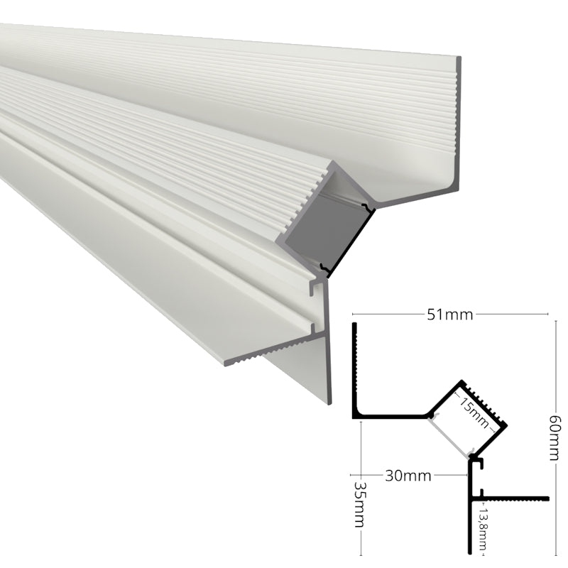ALU Profil Leiste SCHATTENFUGE-45 in weiß Schiene Rigips für Led Streifen 1m 2m