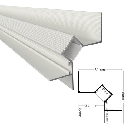 ALU Profil Leiste SCHATTENFUGE-45 in weiß Schiene Rigips für Led Streifen 1m 2m