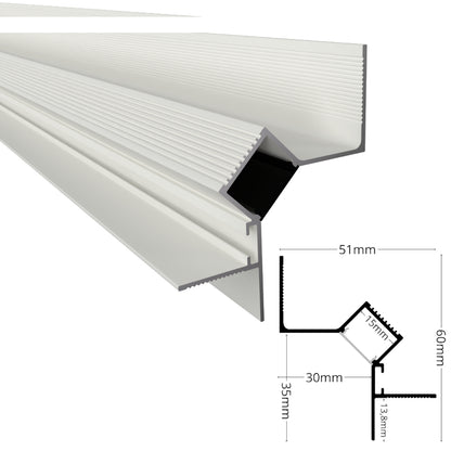 ALU Profil Leiste SCHATTENFUGE-45 in weiß Schiene Rigips für Led Streifen 1m 2m