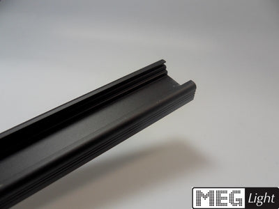 1m Alu Leiste schwarz Profil "SURFACE-10" + matter klick Abdeckung