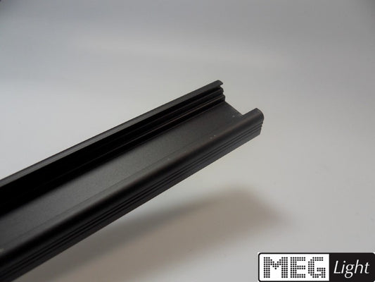1m Alu Leiste schwarz Profil "SURFACE-10" + matter klick Abdeckung