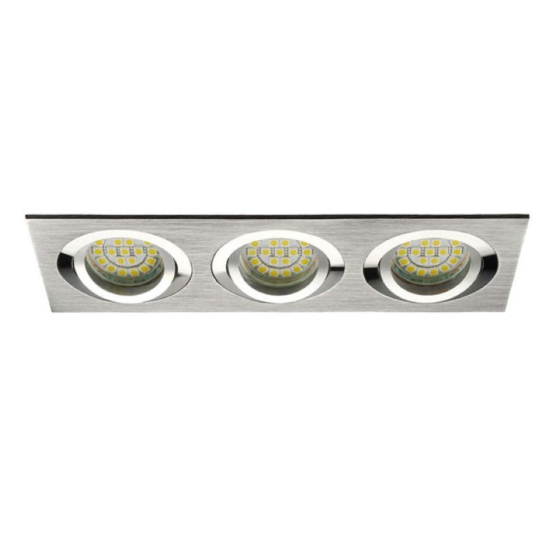 3er Einbaurahmen MR16/GU10 schwenkbar "SEIDY" 3x 80mm DA Aluminium gebürstet