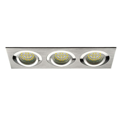 3er Einbaurahmen MR16/GU10 schwenkbar "SEIDY" 3x 80mm DA Aluminium gebürstet