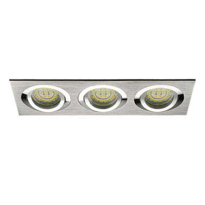 3er Einbaurahmen MR16/GU10 schwenkbar "SEIDY" 3x 80mm DA Aluminium gebürstet