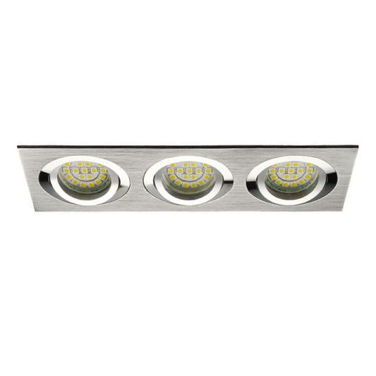 3er Einbaurahmen MR16/GU10 schwenkbar "SEIDY" 3x 80mm DA Aluminium gebürstet
