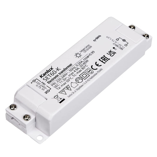 elektronischer Halogentrafo | Netzteil 12V 20-60W Watt Kanlux SET60-K Trafo