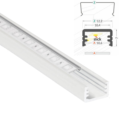 ALU Profil | Leiste | Schiene SLIM-8 in weiß für Led Streifen + Abdeckung