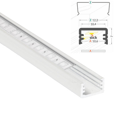 ALU Profil | Leiste | Schiene SLIM-8 in weiß für Led Streifen + Abdeckung