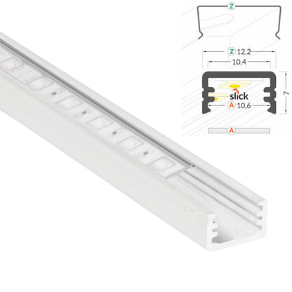 ALU Profil | Leiste | Schiene SLIM-8 in weiß für Led Streifen + Abdeckung