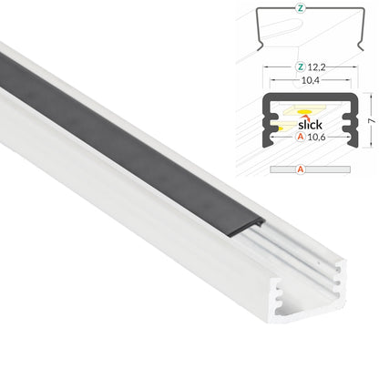 ALU Profil | Leiste | Schiene SLIM-8 in weiß für Led Streifen + Abdeckung