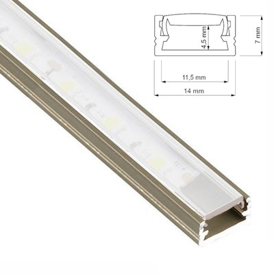 ALU Profil | Schiene | Leiste SLIM champagner-metallic LED Streifen +Abdeckung