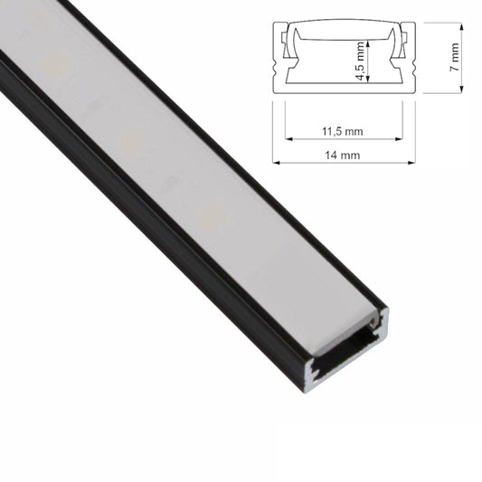 ALU Profil | Schiene | Leiste SLIM in schwarz für LED Streifen + Abdeckung