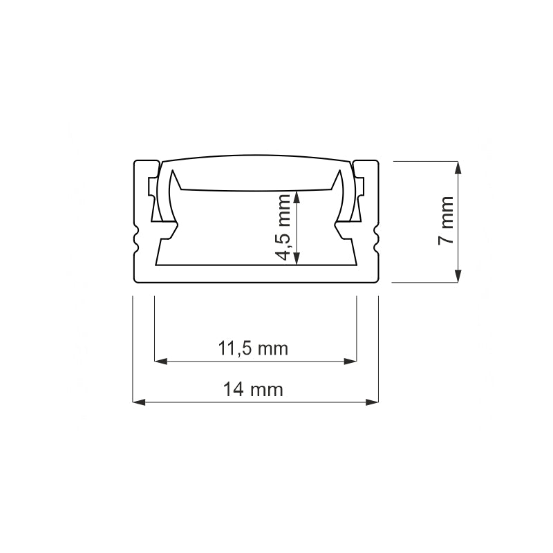 ALU Profil | Schiene | Leiste SLIM (14 x 7mm) für LED Streifen + Abdeckung