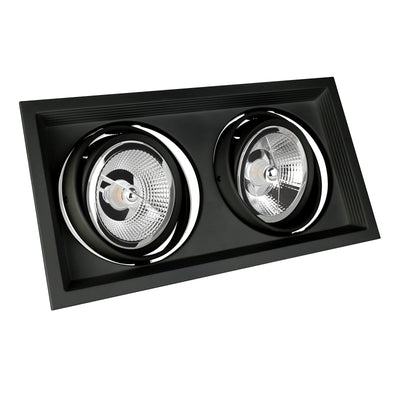 2er AR111(ES111)G53 Einbaurahmen eckig/schwenkbar in Aluminium schwarz 165x315mm
