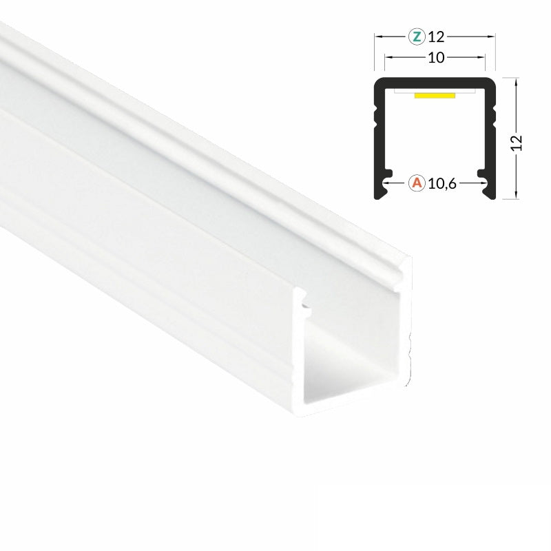 ALU Profil | Leiste | Schiene SMART-10 in weiß für Led Streifen + Abdeckung