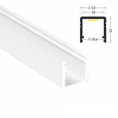 ALU Profil | Leiste | Schiene SMART-10 in weiß für Led Streifen + Abdeckung