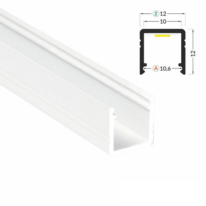 ALU Profil | Leiste | Schiene SMART-10 in weiß für Led Streifen + Abdeckung