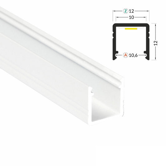 ALU Profil | Leiste | Schiene SMART-10 in weiß für Led Streifen + Abdeckung