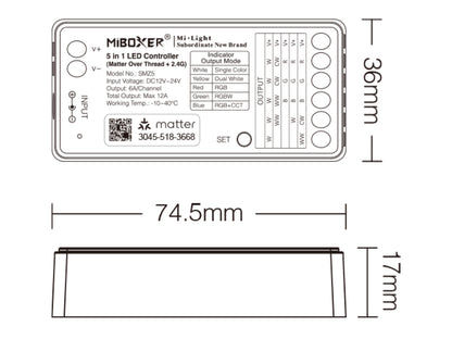 5in1 LED-Controller Matter Over Thread+2.4GHz 12A Miboxer