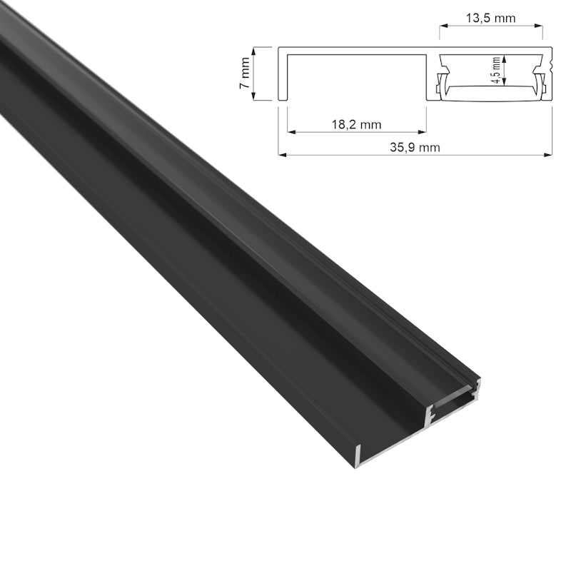 ALU Profil Leiste SOCKELFUGE-13 in schwarz Küchenschrank für LED Streifen 1m 2m